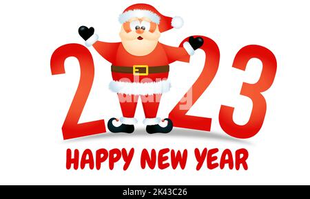 Happy New 2023 Year design template with Santa Claus. Holiday card, banner, web poster. Stock Vector