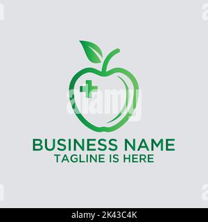 Apple health care medical logo design pharmacy vector Art template illustration Stock Vector