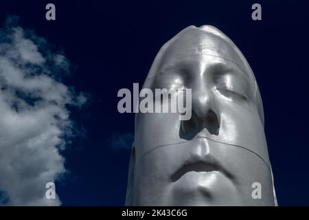 'Anna' by Jaume Plensa at Pilane Sculptures 2022 in Sweden Stock Photo