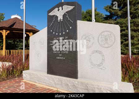 Princeton, Illinois - United States - September 28th, 2022: Veterans Memorial in Princeton, Illinois, USA. Stock Photo