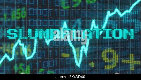 Image of data processing over slumpflation text Stock Photo