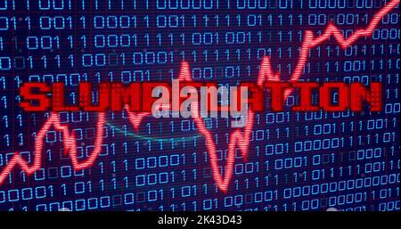 Image of data processing and slumpflation text over circle Stock Photo