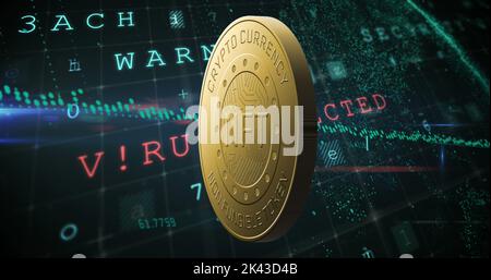 Image of data processing over nft coin Stock Photo