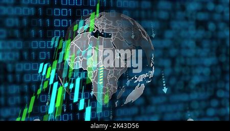 Image of data processing over globe Stock Photo