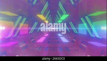 Image of cyber monday banner over neon tunnel in seamless pattern Stock Photo