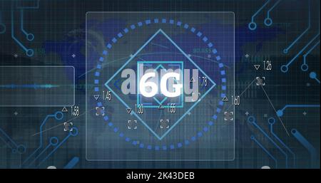 Image of data processing over 6g text Stock Photo