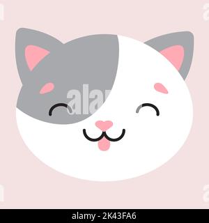 Cute simple flat illustration of a cat head. Vector illustration. Stock Vector