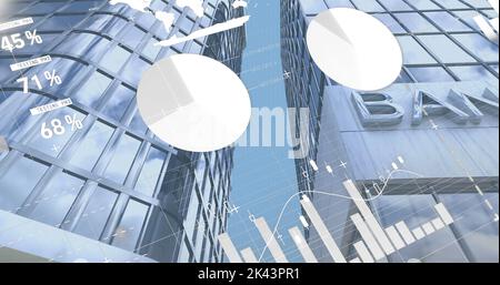 Image of data processing over cityscape Stock Photo