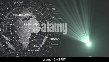 Image of data processing over globe Stock Photo