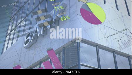 Image of data processing over cityscape Stock Photo