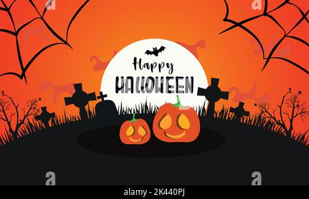 Happy Halloween with a horror pumpkin vector illustration Stock Vector