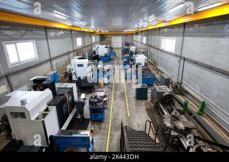 Lathe department with contemporary digital machine tools Stock Photo