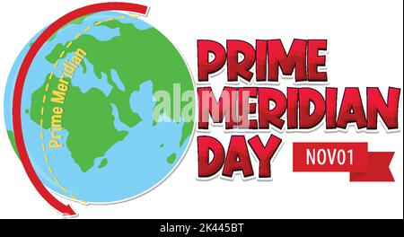 Prime Meridian Day Logo Concept illustration Stock Vector