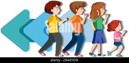 People walking backward cartoon illustration Stock Vector