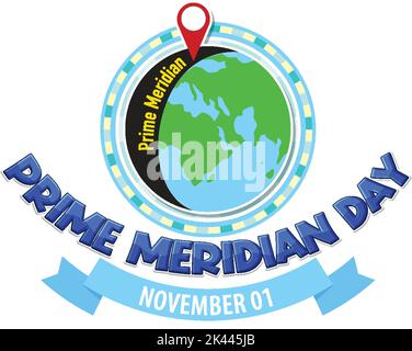 Prime Meridian Day Logo Concept illustration Stock Vector