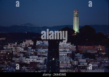 Coit Tower on Telegraph Hill, San Francisco, California Stock Photo