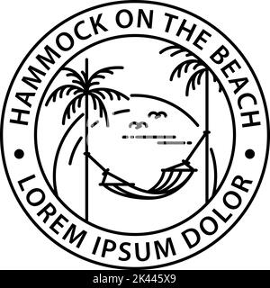 hammock logo round symbol stamp style outline vector design Stock Vector