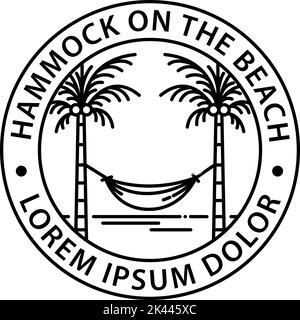 hammock logo round symbol stamp style outline vector design Stock Vector