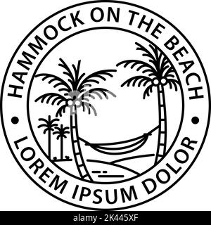 hammock logo round symbol stamp style outline vector design Stock Vector