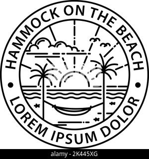 hammock logo round symbol stamp style outline vector design Stock Vector