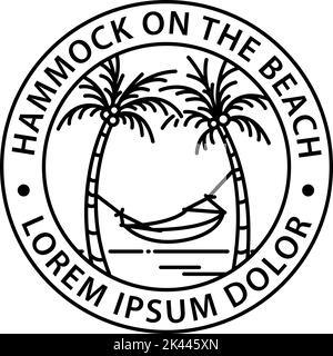 hammock logo round symbol stamp style outline vector design Stock Vector