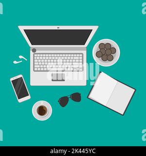 illustration of workplace concepts for freelance vector design Stock Vector