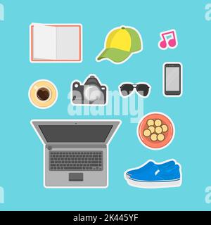 Freelance vector design that works at home that is set for patch stickers and badges Stock Vector