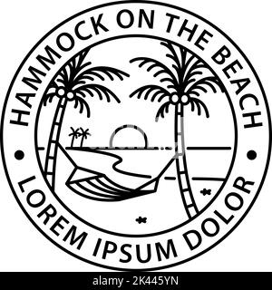 hammock logo round symbol stamp style outline vector design Stock Vector
