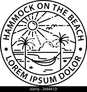 hammock logo round symbol stamp style outline vector design Stock Vector