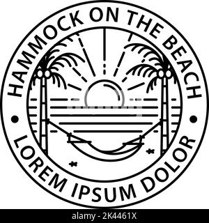 hammock logo round symbol stamp style outline vector design Stock Vector