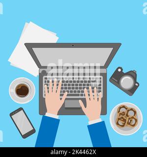 a work at home freelance vector design workspace concept Stock Vector