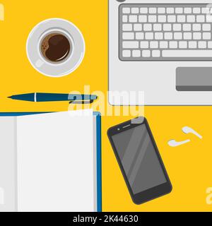 Illustration design workspace for freelance concept work at home Stock Vector