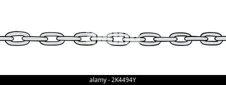 Silver chain seamless pattern. Handdrawn sketch of metal chains. Vector illustration isolated in white background Stock Vector
