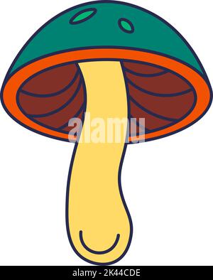 Fungus vegetable, mushroom with cap and stems Stock Vector