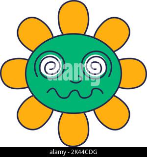 Flower in blossom with dizzy facial expression Stock Vector