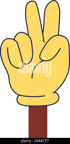 Hand gesture, showing victory sign, sticker vector Stock Vector