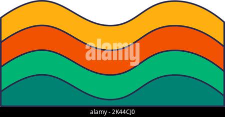 Colorful waves or rainbow curves, sticker icon Stock Vector