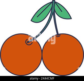 Cherries on branch with leaf, fruits and berries Stock Vector