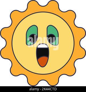 Sun character surprised or shocked personage Stock Vector