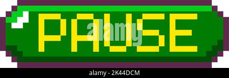 Button of taking pause, 8 bit game design vector Stock Vector