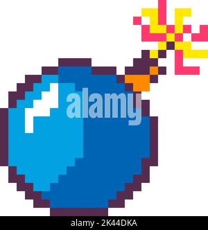 Pixelated exploding bomb, weapons for arcades Stock Vector