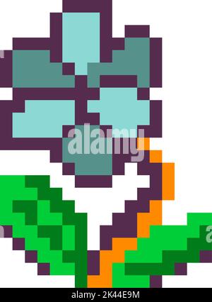 Pixelated blooming flower, 8 bit game designs Stock Vector