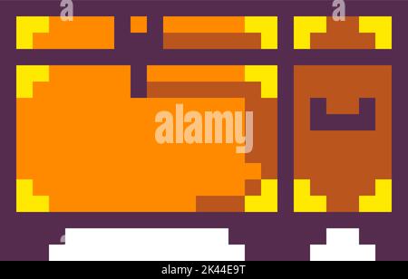 Pixelated treasure chest, 8 bit game design vector Stock Vector