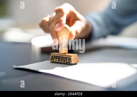 Public Notary Contract Document Stamp And Permit Approve Stock Photo