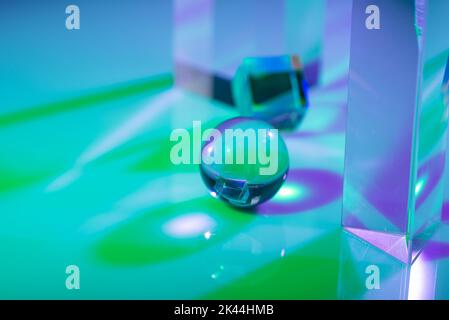 Glass crystal prism. Multicolor light effect Stock Photo