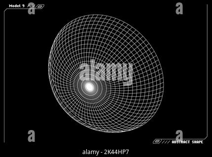 Abstract 3d wireframe shape or basic element with open edge. Science and technology geometric abstraction with deformed shape. Stock Vector