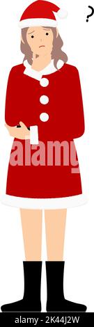 Woman in Santa Claus with folded arms thinking Stock Vector