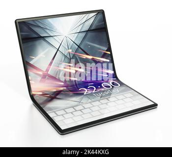 Foldable Computer Texture Foldable tablet computer isolated on white background. 3D illustration ...