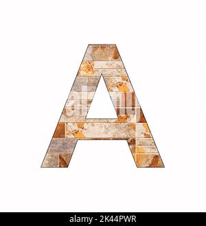 Alphabet letter A - Rustic tile background Stock Photo