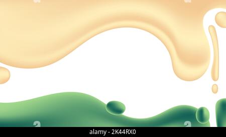 3D fluid cream salad and green liquid food elements isolated on white background. Vector illustration Stock Vector